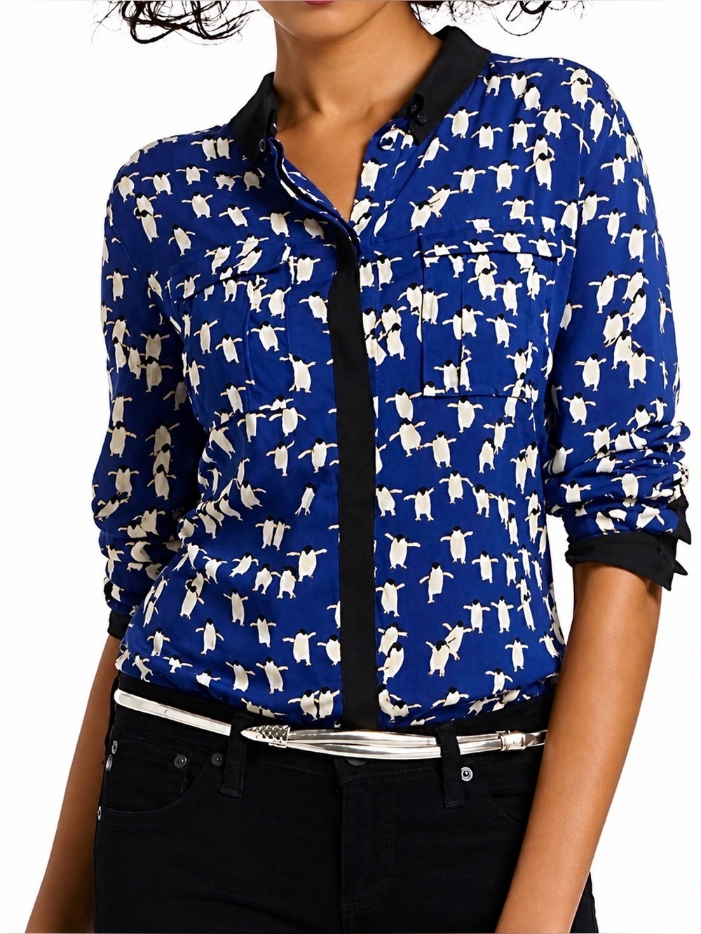 Maeve Bagatelle penguin button down top, size 6